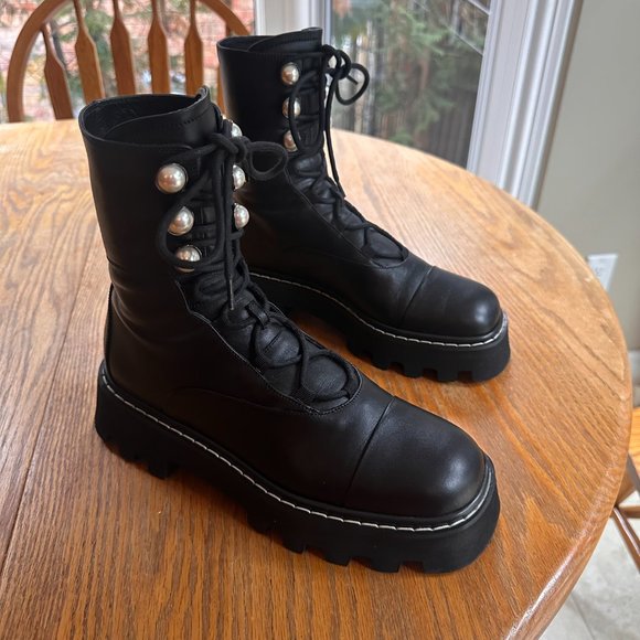 Nicoholas Kirkland Black Pearlology Combat Ankle Boots - Picture 6 of 8